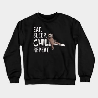 Funky Relaxed Lazy Sloth Eat Sleep Chill Repeat Crewneck Sweatshirt